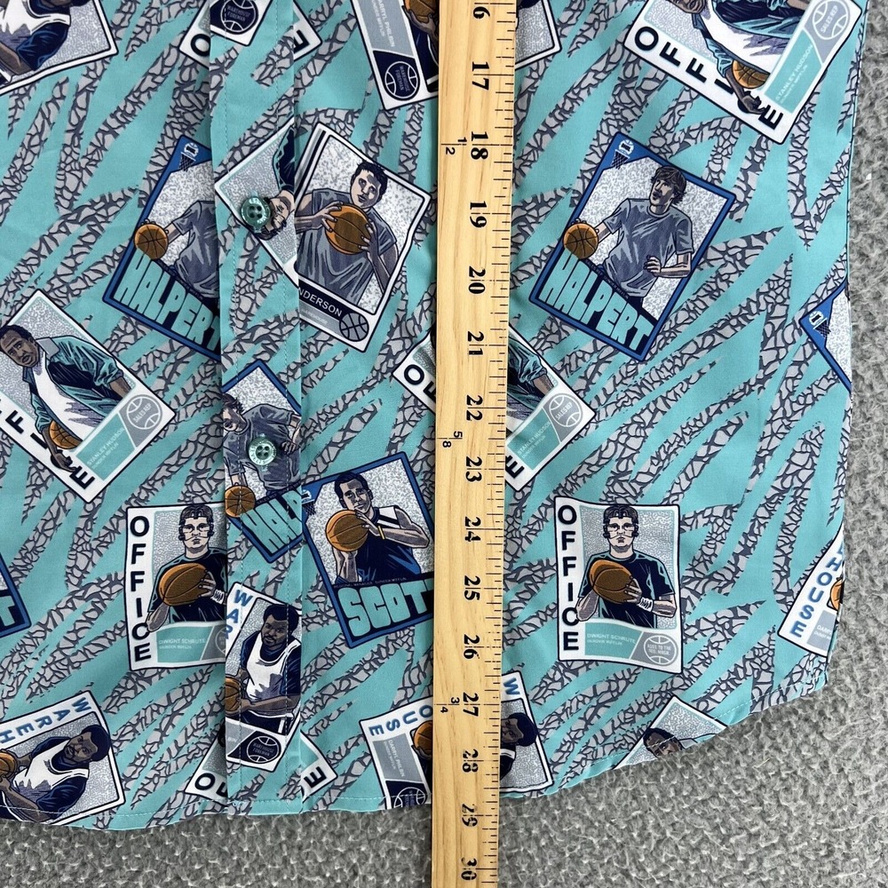 RSVLTS Shirt THE OFFICE Men's Small Blue Short Sleeve Button Up Basketball Cards - Picture 7 of 15
